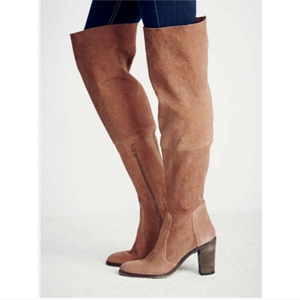 Free People Over The Knee Nubuck Leather Boots Made in Bolivia Size 36 or 5.5